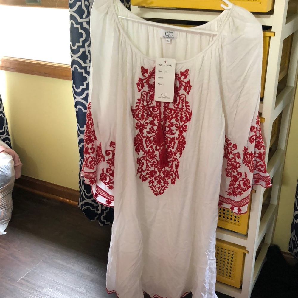 White cotton embroidered dress